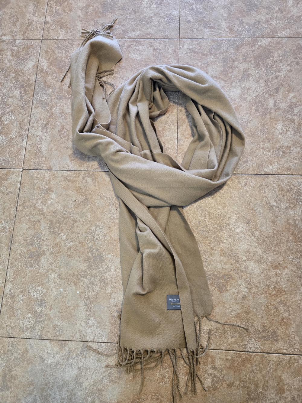 Camel Fringe Wrap Scarf